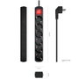Aisens Regleta de 6 Tomas con Interruptor y Cable 1,4 m, Negro